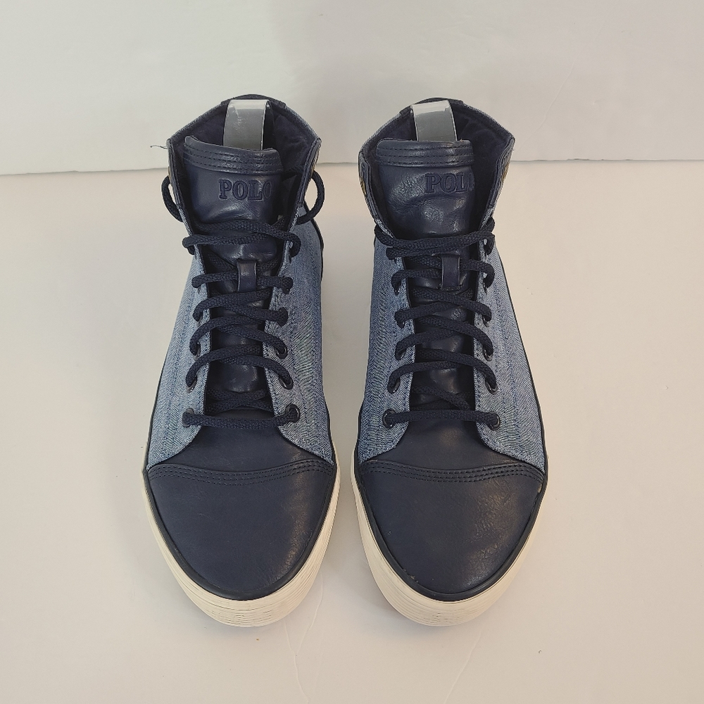 Polo Ralph Lauren Chambray High-Top Sneakers Men's Size 8 - Picture 3 of 13